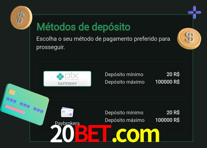 O cassino 20bet.com oferece uma grande variedade de métodos de pagamento